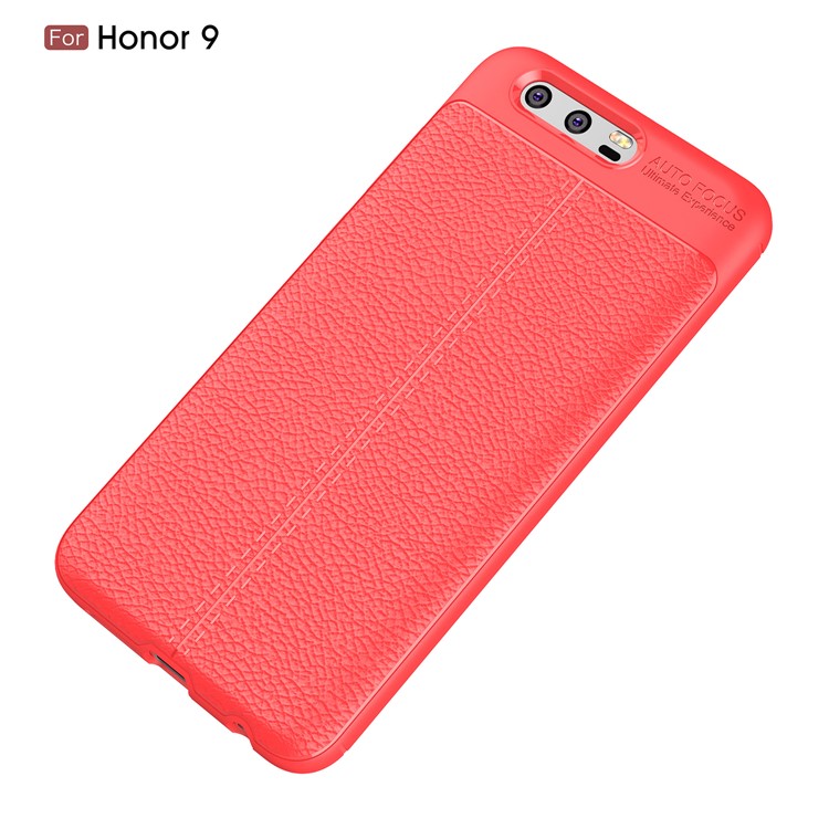 Litchi Grain Soft TPU Fall Für Huawei Honor 9 - Rot-2