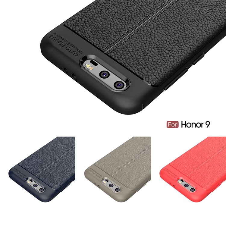 Litchi Grain Soft TPU Fall Für Huawei Honor 9 - Rot-4