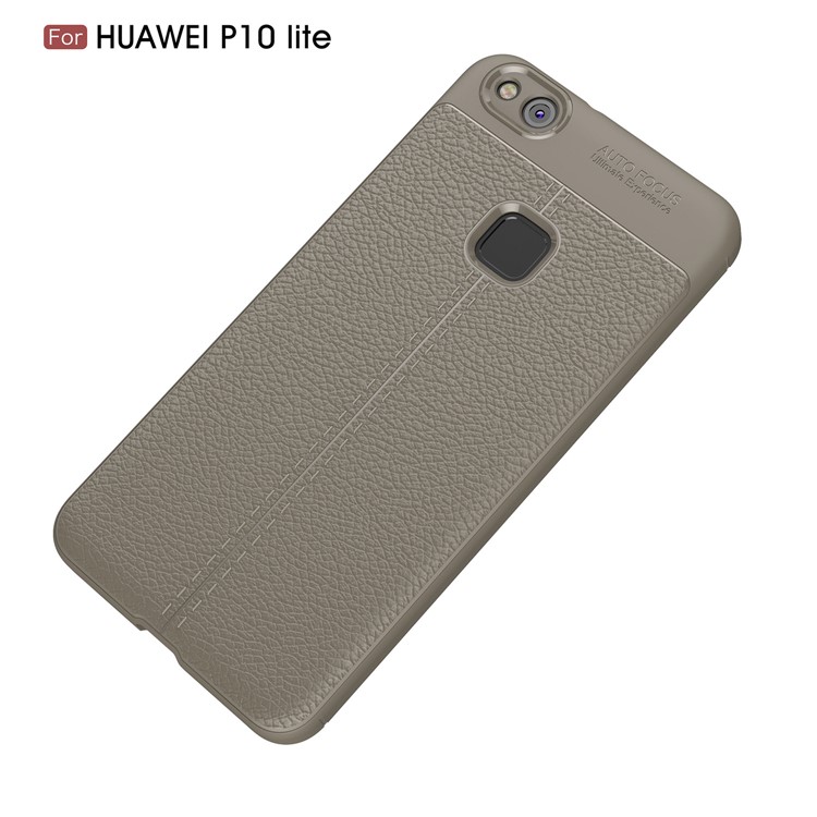 Litchi Texture Soft TPU Phone Case Cover for Huawei P10 Lite - Grey-2