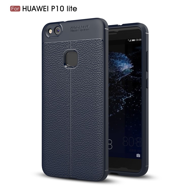 Litchi Texture Ultra-thin Soft TPU Mobile Phone Protective Shell for Huawei P10 Lite - Dark Blue-1