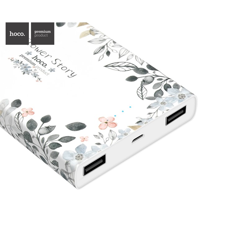 HOCO B12F-13000 Pretty Flowers Plant Pattern Dual USB Power Bank 13000mAh for iPhone Samsung - White-2