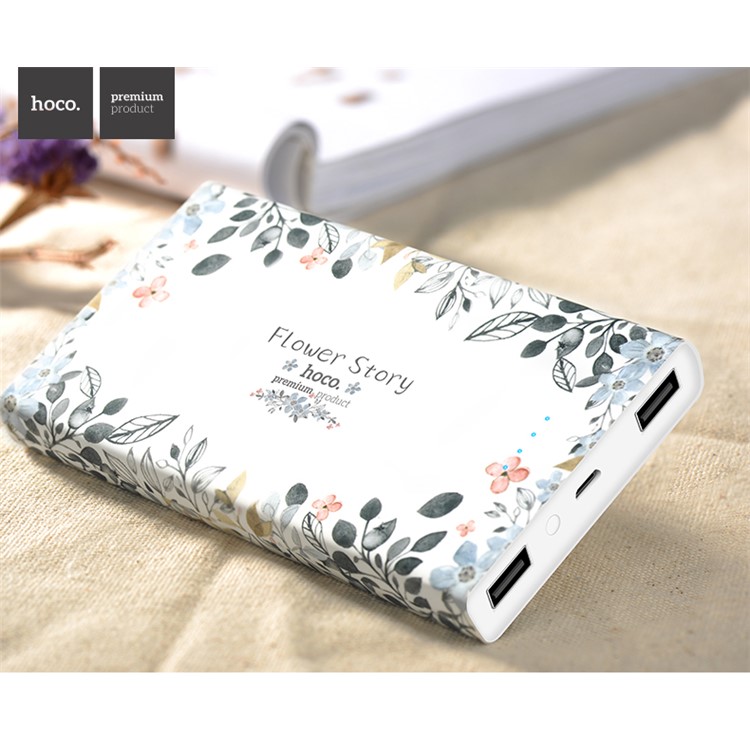 HOCO B12F-13000 Pretty Flowers Plant Pattern Dual USB Power Bank 13000mAh for iPhone Samsung - White-3