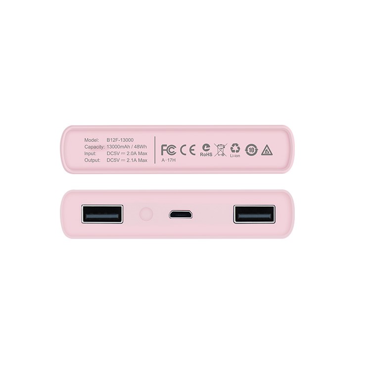 HOCO B12F-13000 Pretty Flowers Plant Pattern Dual USB 13000mAh Mobile Battery for iPhone Samsung - Pink-3