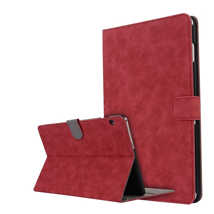Retro Style Flip Leather Cover Stand Casing with Card Slots for Huawei MediaPad T3 10 - Red-1