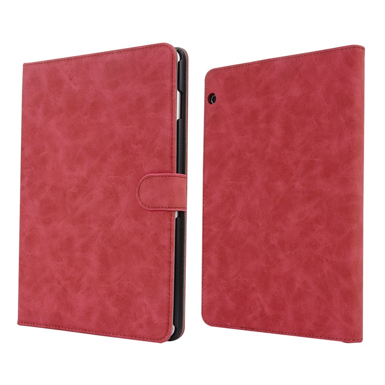Retro Style Flip Leather Cover Stand Casing with Card Slots for Huawei MediaPad T3 10 - Red-5