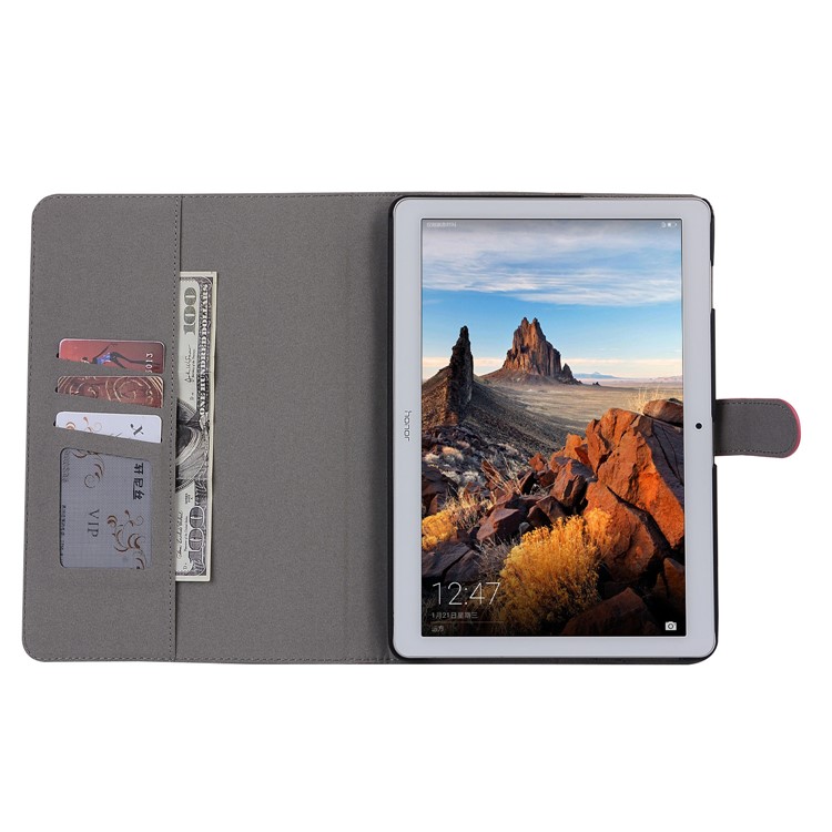 Retro Style Flip Leather Cover Stand Cover with Card Slots for Huawei MediaPad T3 10 - Rose-6