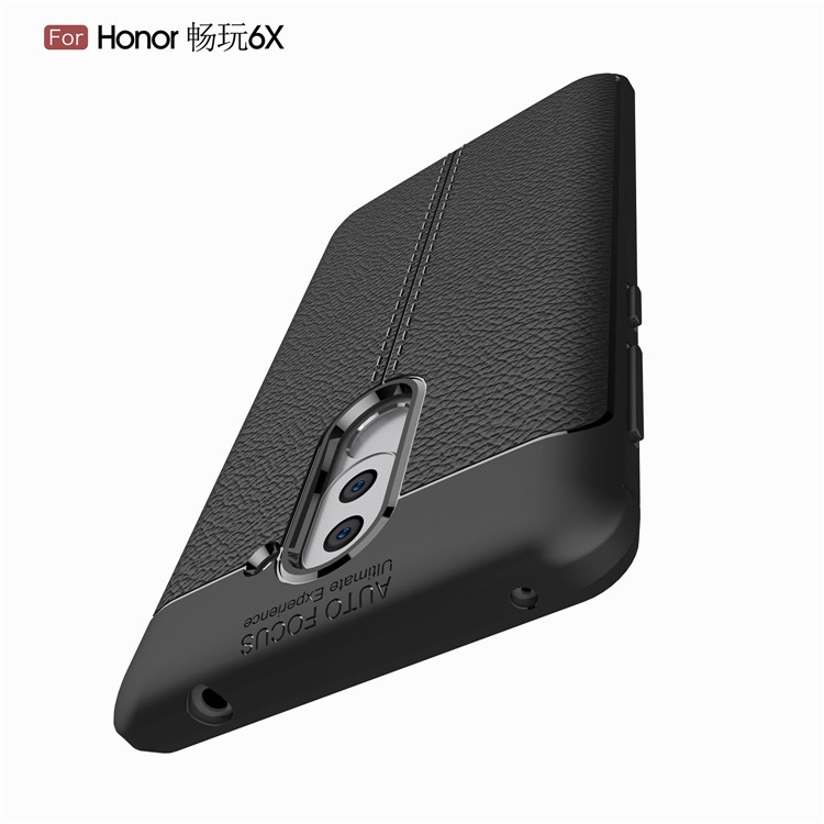 Litchi Grain Soft TPU Back Casing for Huawei Honor 6X (2016) - Black-10