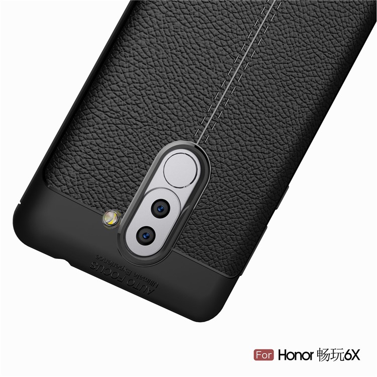 Litchi Grain Soft TPU Back Casing for Huawei Honor 6X (2016) - Black-11