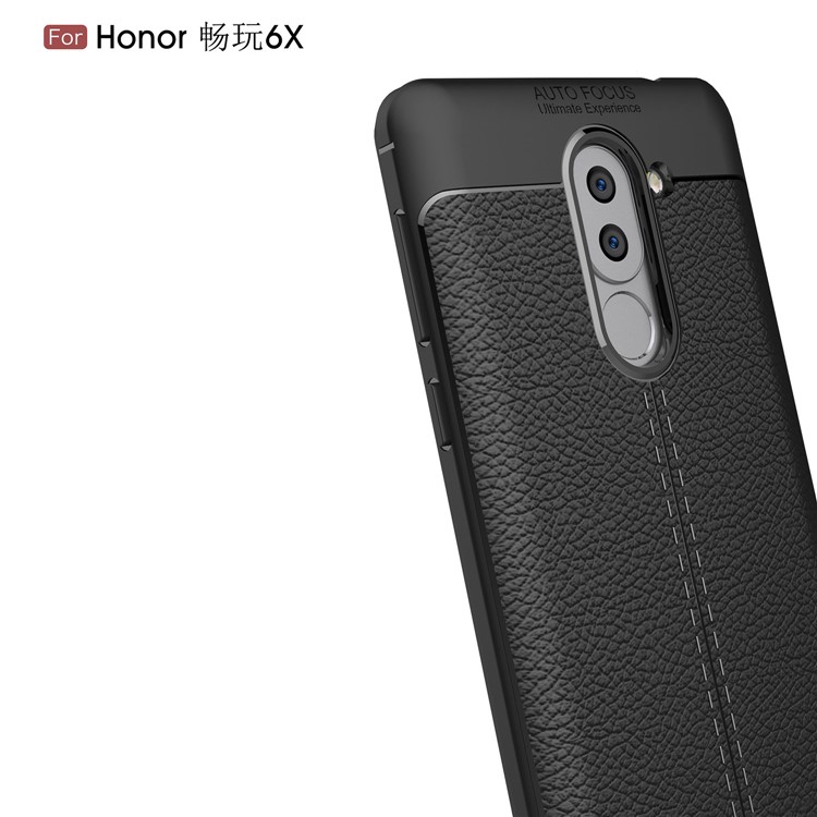 Litchi Grain Soft TPU Back Casing for Huawei Honor 6X (2016) - Black-3