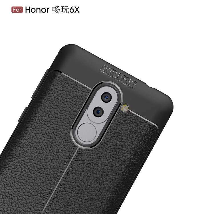 Litchi Grain Soft TPU Back Casing for Huawei Honor 6X (2016) - Black-5