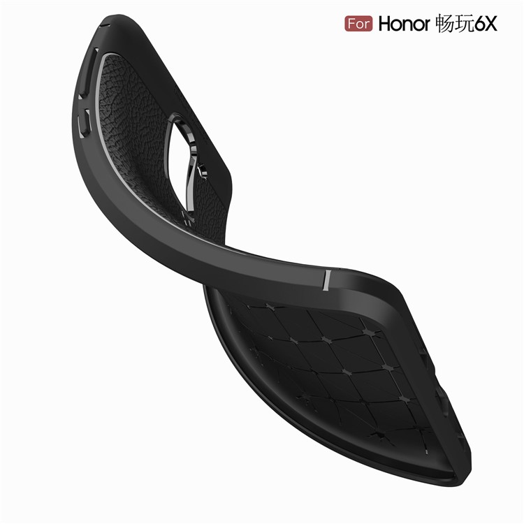 Litchi Grain Soft TPU Back Casing for Huawei Honor 6X (2016) - Black-9