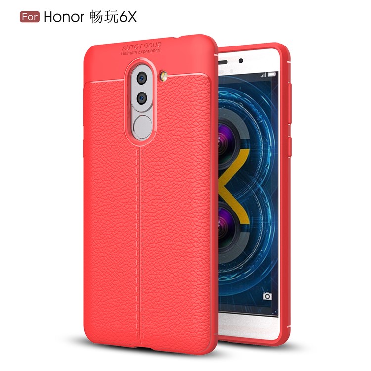 Litchi Korn Weichen TPU Zurück Shell Für Huawei Ehre 6 X (2016) - Rot-1