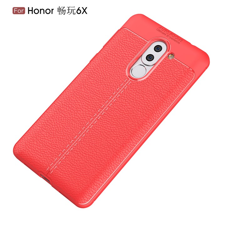 Litchi Korn Weichen TPU Zurück Shell Für Huawei Ehre 6 X (2016) - Rot-2