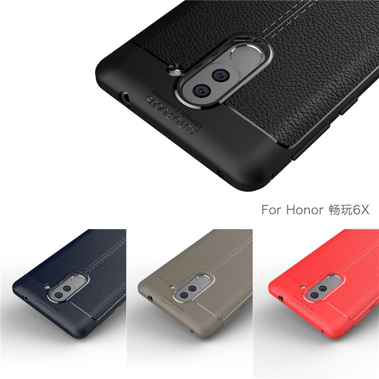 Litchi Korn Weichen TPU Zurück Shell Für Huawei Ehre 6 X (2016) - Rot-3