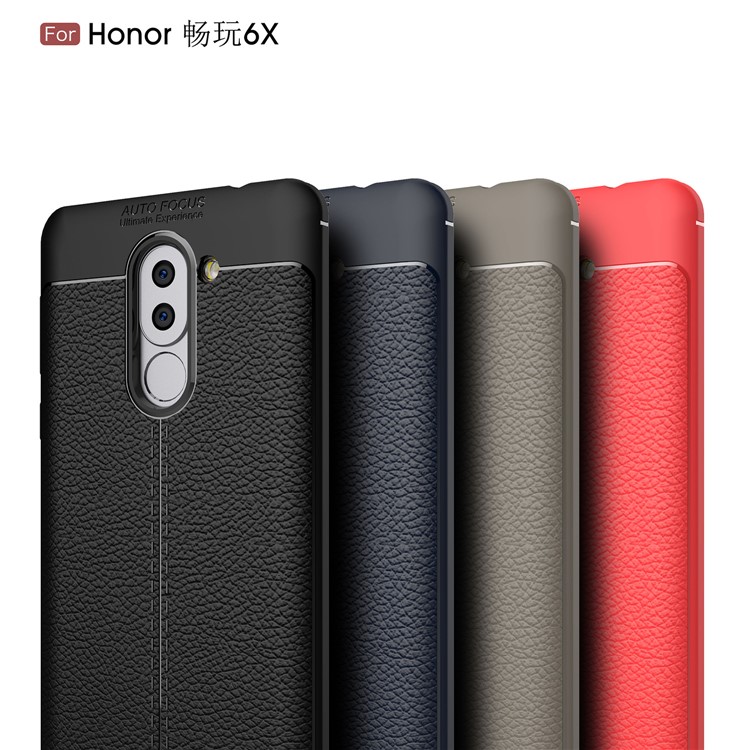 Litchi Korn Weichen TPU Zurück Shell Für Huawei Ehre 6 X (2016) - Rot-4