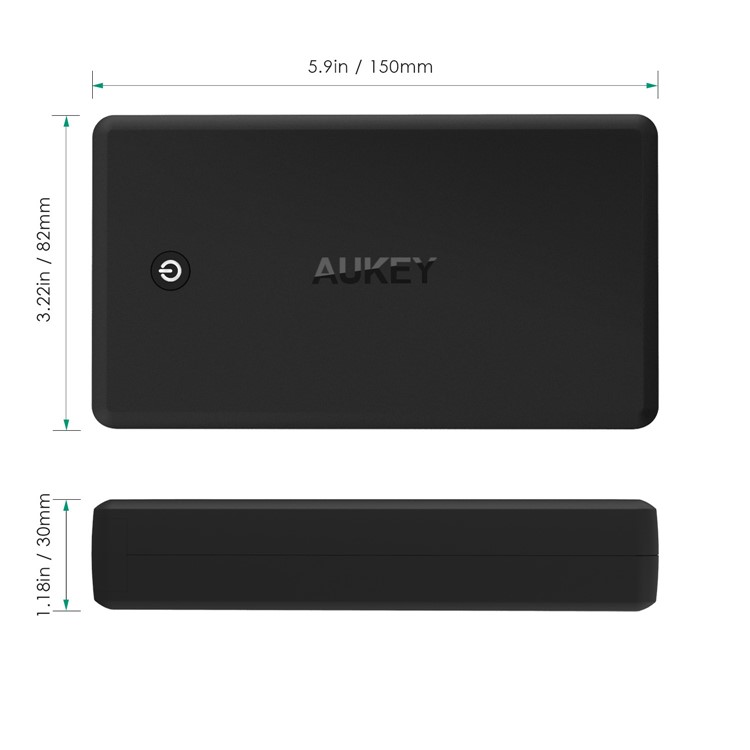 AUKEY PB-Y3 30000mAh Power Bank with Quick Charge 3.0, Type-C & 2 USB Outputs, Tpye-C & Micro-USB Input-9