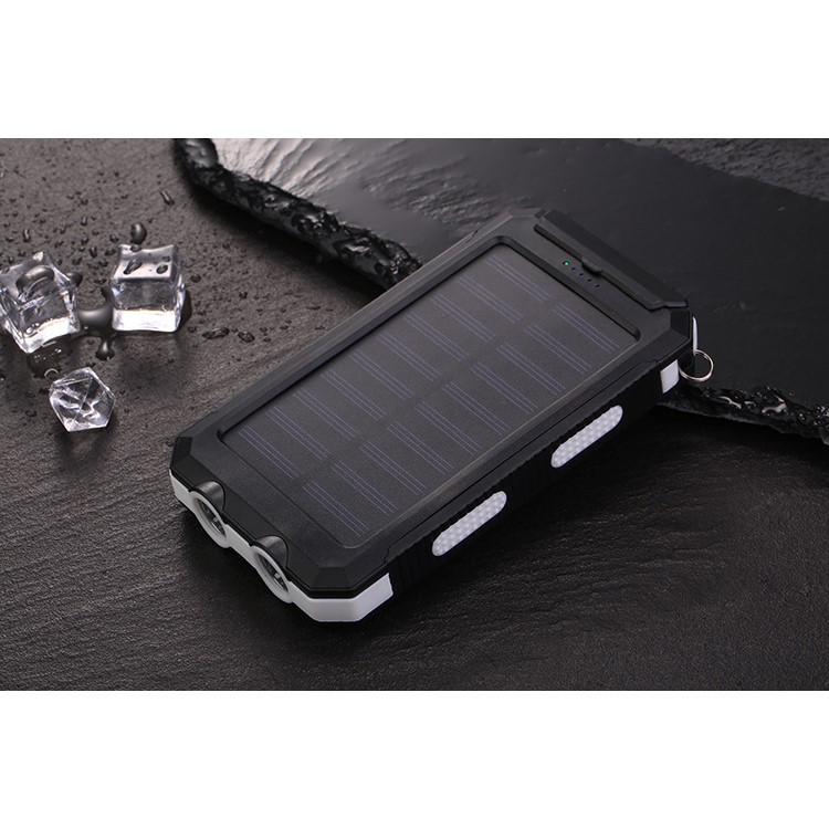 Caricabatteria solare per caricabatterie da banca di potenza 10000mAh Caricabatteria USB a batteria esterna Costruito in luce a LED con bussola - Bianco-3