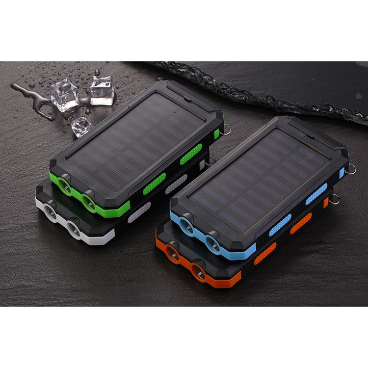 Caricabatteria solare per caricabatterie da banca di potenza 10000mAh Caricabatteria USB a batteria esterna Costruito in luce a LED con bussola - Bianco-4