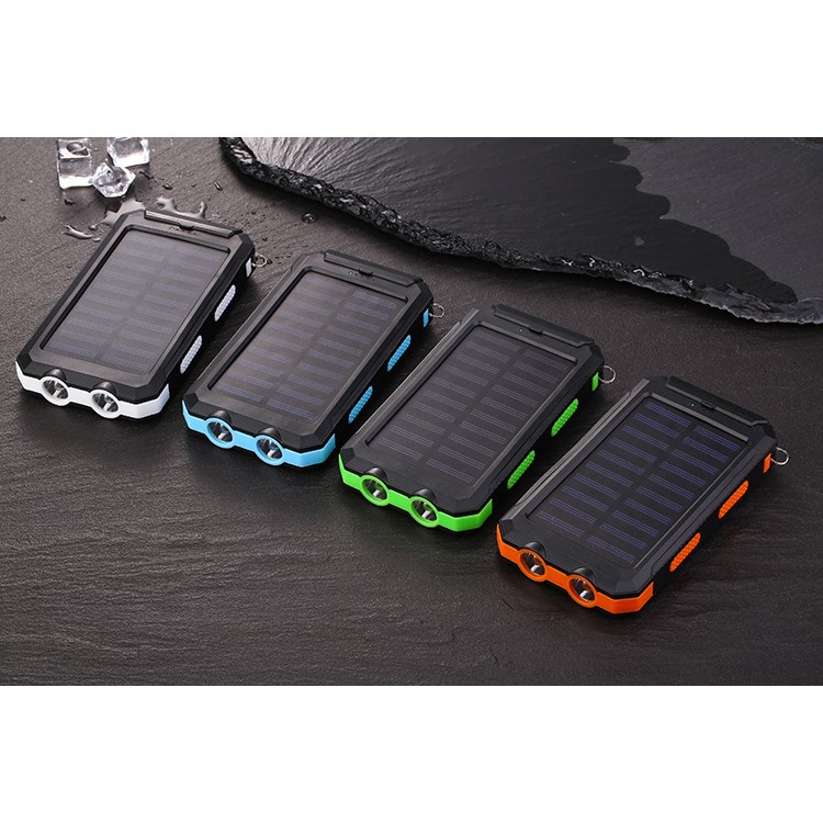 Caricabatteria solare per caricabatterie da banca di potenza 10000mAh Caricabatteria USB a batteria esterna Costruito in luce a LED con bussola - Bianco-5