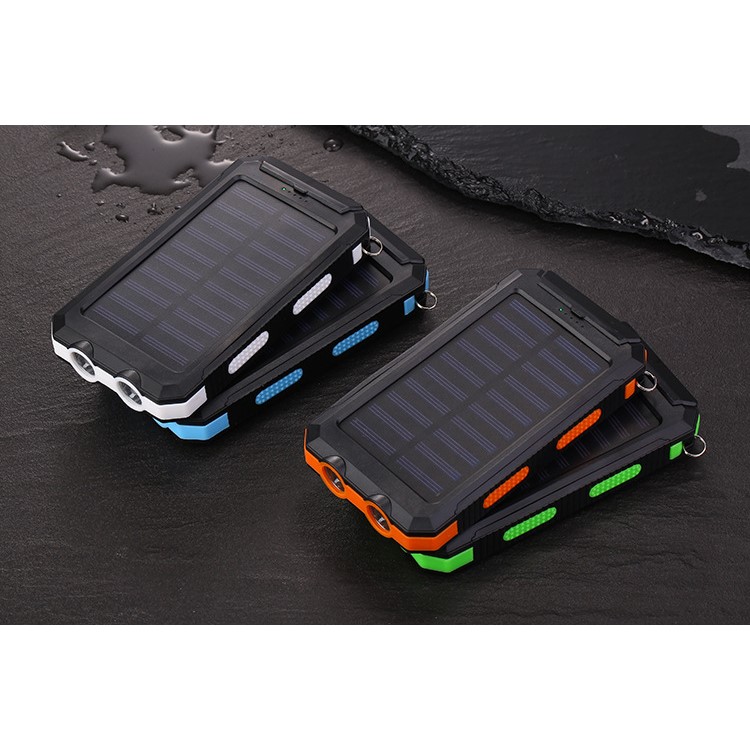 Caricabatteria solare per caricabatterie da banca di potenza 10000mAh Caricabatteria USB a batteria esterna Costruito in luce a LED con bussola - Bianco-6
