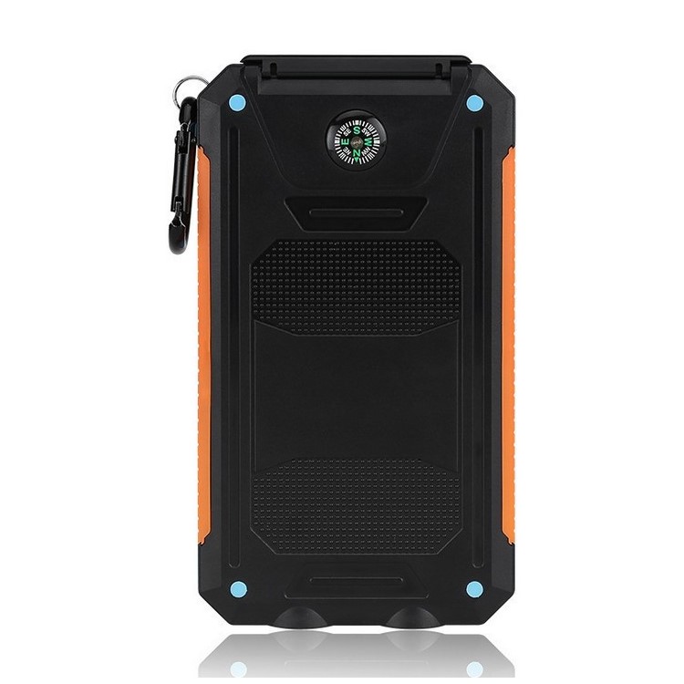 10000mAh Power Bank Convenient Solar Charger External Battery USB Charger Built in LED Light with Compass - Orange-2
