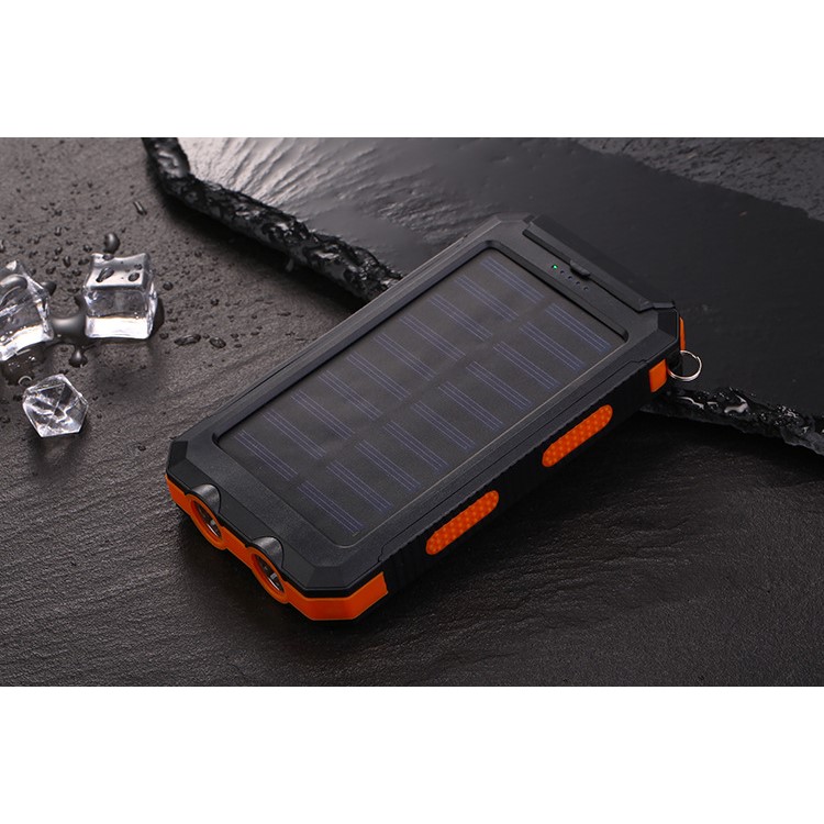 10000mAh Power Bank Convenient Solar Charger External Battery USB Charger Built in LED Light with Compass - Orange-3