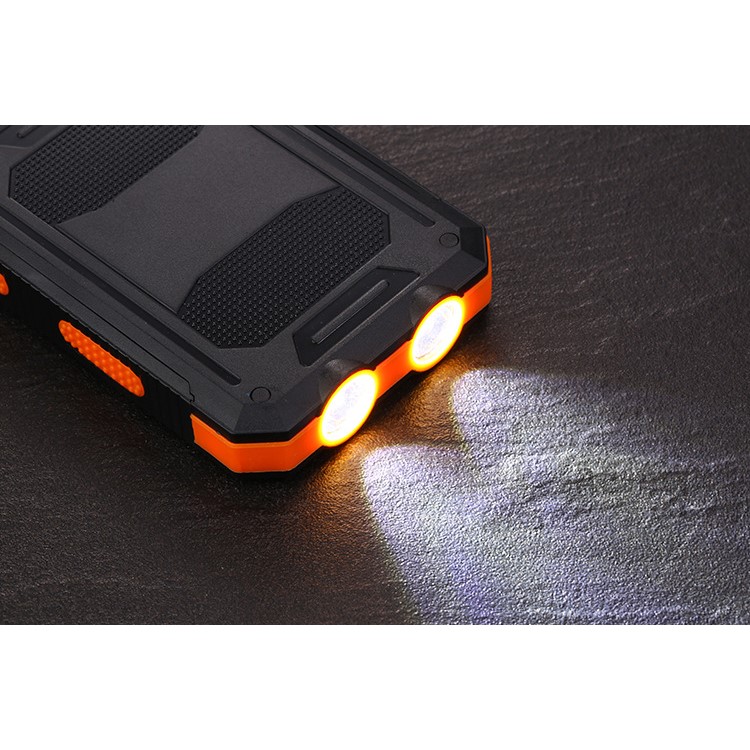 10000mAh Power Bank Convenient Solar Charger External Battery USB Charger Built in LED Light with Compass - Orange-4
