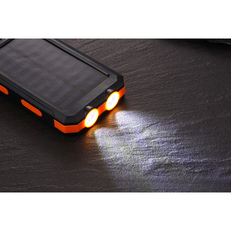 10000mAh Power Bank Convenient Solar Charger External Battery USB Charger Built in LED Light with Compass - Orange-5