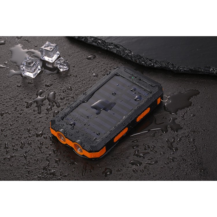 10000mAh Power Bank Convenient Solar Charger External Battery USB Charger Built in LED Light with Compass - Orange-6