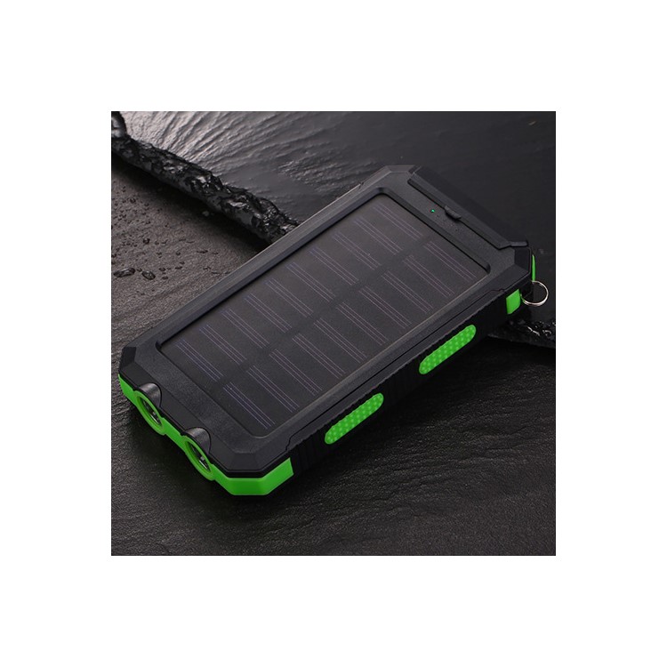 10000mAh Power Bank External Battery Solar Charger USB Charger Built in LED Light with Compass - Green-1