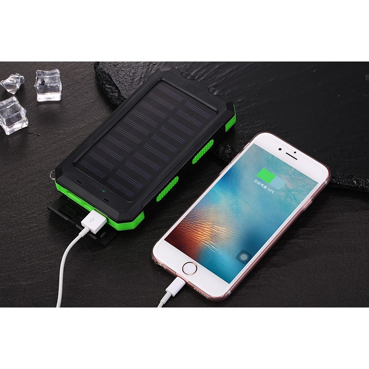 10000mAh Power Bank External Battery Solar Charger USB Charger Built in LED Light with Compass - Green-2