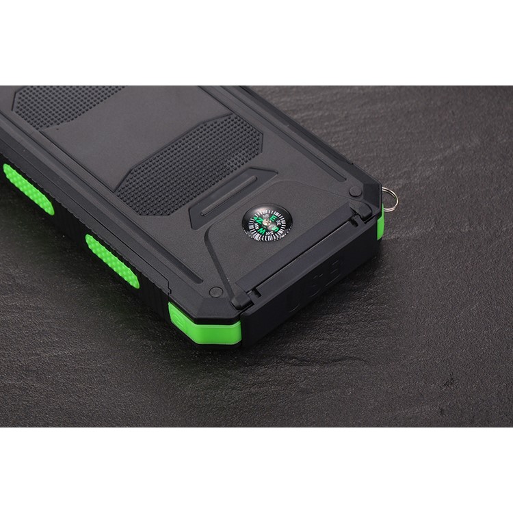 10000mAh Power Bank External Battery Solar Charger USB Charger Built in LED Light with Compass - Green-3