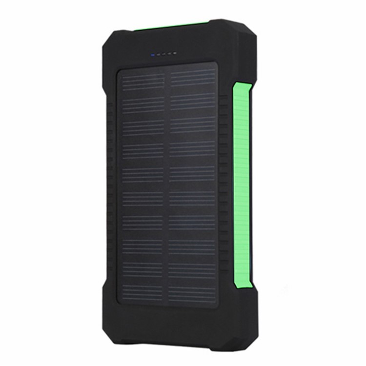 F5 Portable Dual USB Solar Waterproof Power Bank 10000mAh with LED Light for iPhone X/8/8 Plus etc. - Green-4