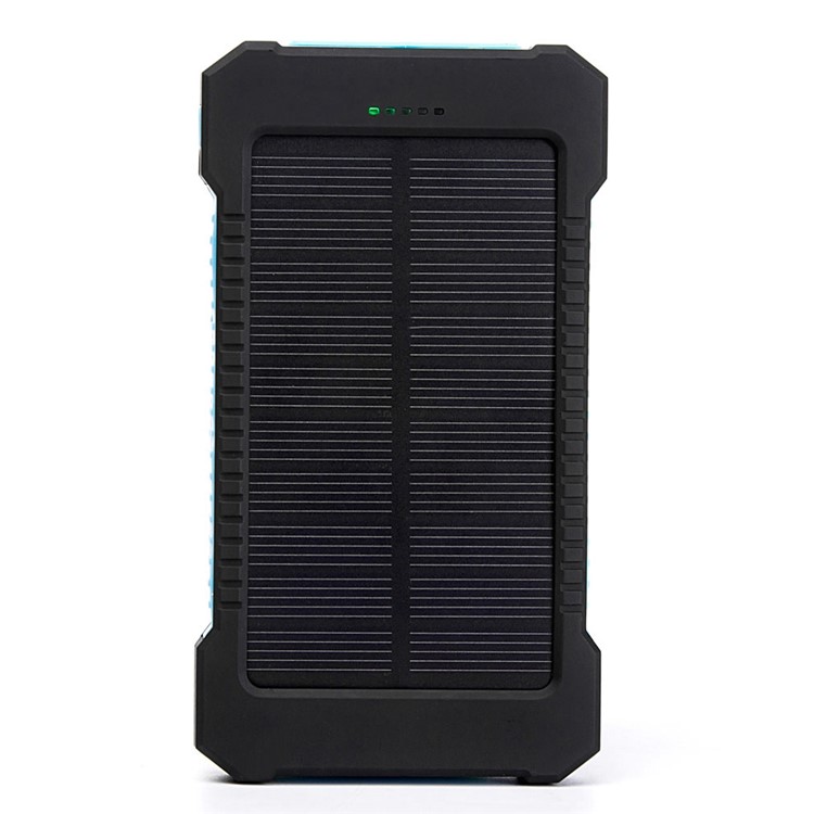 F5-10000mAh Tragbare Solar Power Bank Stoßfest/staubdichte Batterie Bank für iPhone X/8/8 Plus etc. - Blau-2