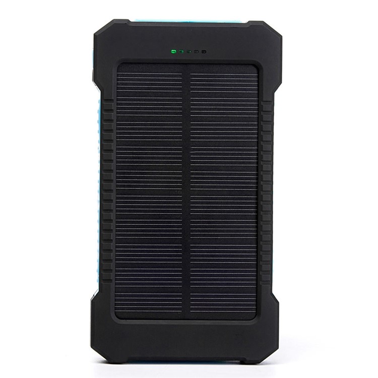 F5 10000mAh Portable Solar Potence Bank a Prueba de Choque/battery Battery Bank Para Iphone X/8/8 Plus, Etc. - Azul-2