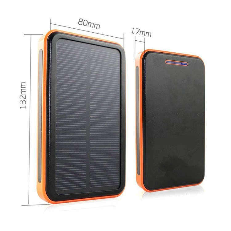 Waterproof 10000mAh Dual USB Solar Phone Charger Power Bank with Flashlight - Orange-3