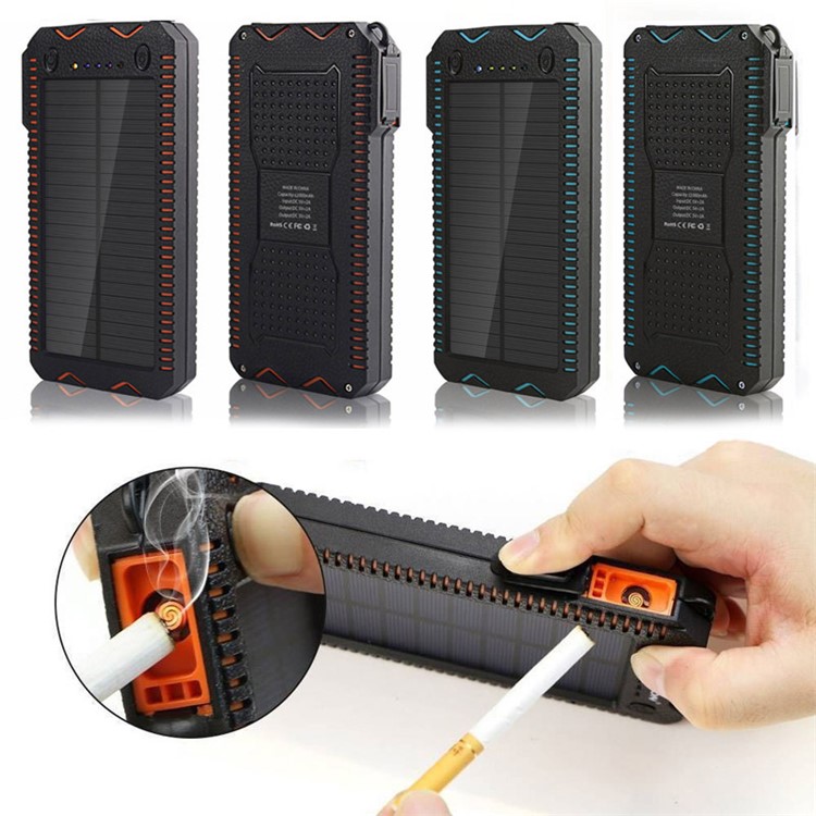 10000mAh Solar Power Bank Shockproof Dual USB External Battery with Dual LED Flashlights - Orange -2
