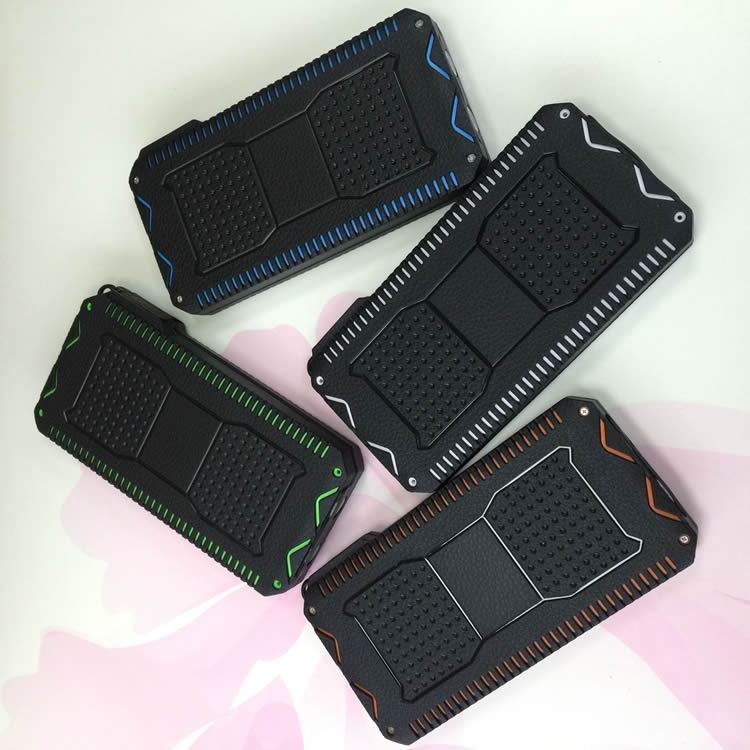 10000mAh Solar Power Bank Stoßfest Dual-USB-Ladegerät Mit Doppel-LED-Taschenlampen - Blau-14