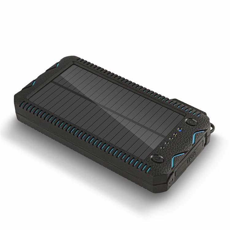 10000mAh Solar Power Bank Stoßfest Dual-USB-Ladegerät Mit Doppel-LED-Taschenlampen - Blau-3