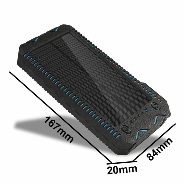 10000mAh Solar Power Bank Stoßfest Dual-USB-Ladegerät Mit Doppel-LED-Taschenlampen - Blau-8