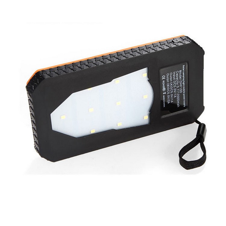 10000mAh Solar Power Bank Dustproof Shockproof Dual USB External Battery with LED Flashlight - Black-4