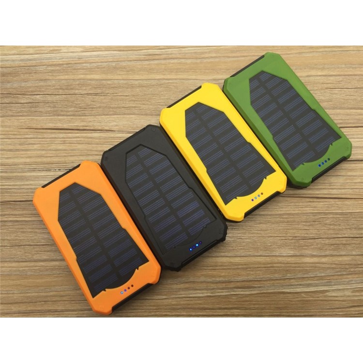 10000mAh Solar Power Bank Dustproof Shockproof Dual USB External Battery with LED Flashlight - Black-8