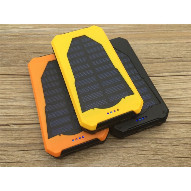 10000mAh Solar Power Bank Dustproof Shockproof Dual USB External Battery with LED Flashlight - Black-9