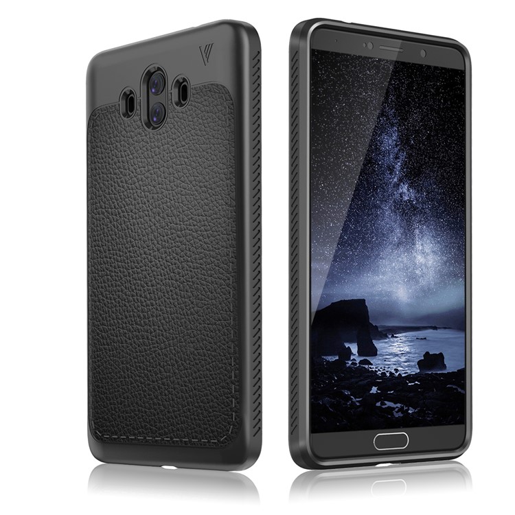 IVSO Gentry Series Litchi Texture Leather Coated Soft TPU Phone Case for Huawei Mate 10 - Black-1