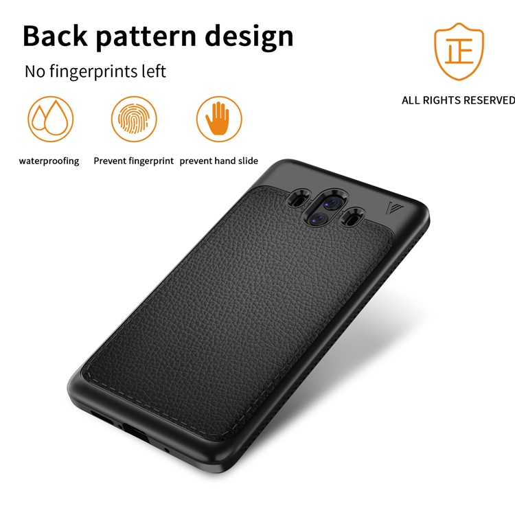 IVSO Gentry Series Litchi Texture Leather Coated Soft TPU Phone Case for Huawei Mate 10 - Black-2
