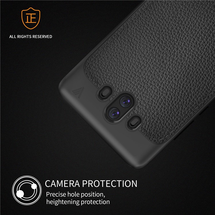 IVSO Gentry Series Litchi Texture Leather Coated Soft TPU Phone Case for Huawei Mate 10 - Black-3