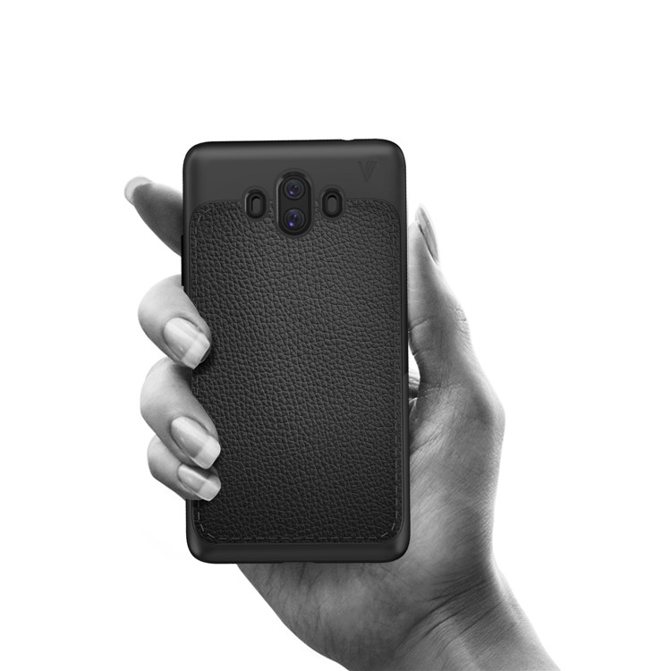 IVSO Gentry Series Litchi Texture Leather Coated Soft TPU Phone Case for Huawei Mate 10 - Black-8