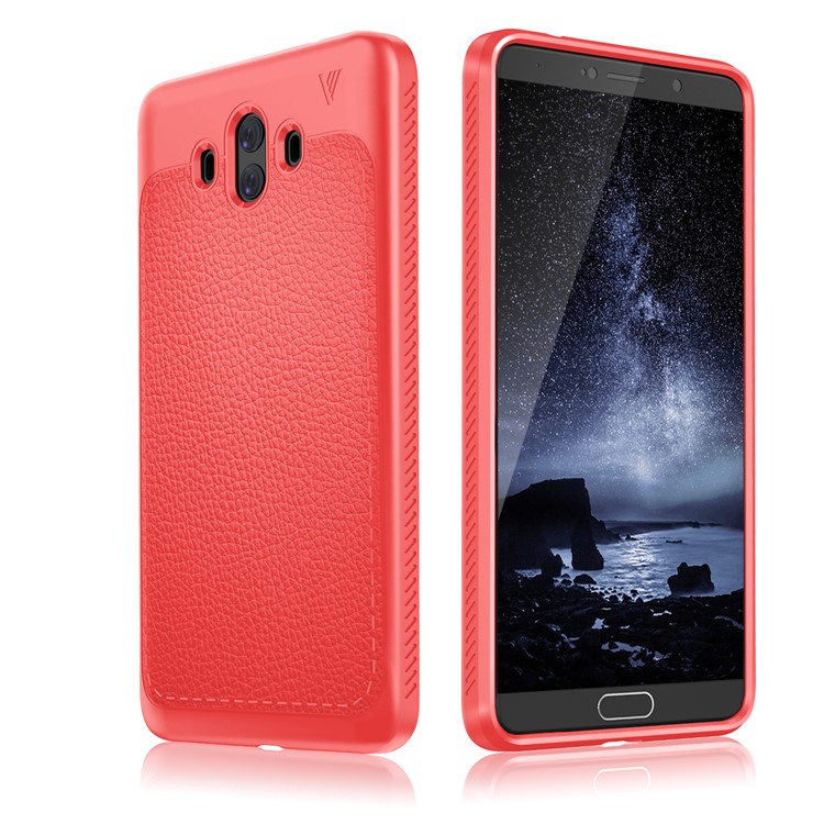 IVSO Gentry Series Leather Coated Soft TPU Phone Case Shell for Huawei Mate 10 - Red-1