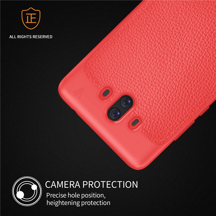 IVSO Gentry Series Leather Coated Soft TPU Phone Case Shell for Huawei Mate 10 - Red-3