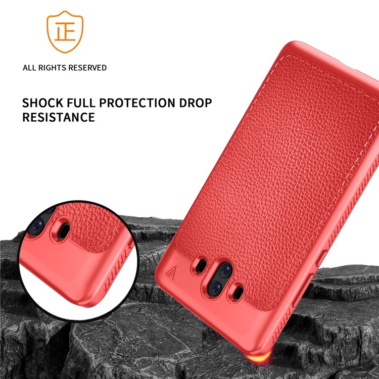 IVSO Gentry Series Leather Coated Soft TPU Phone Case Shell for Huawei Mate 10 - Red-5